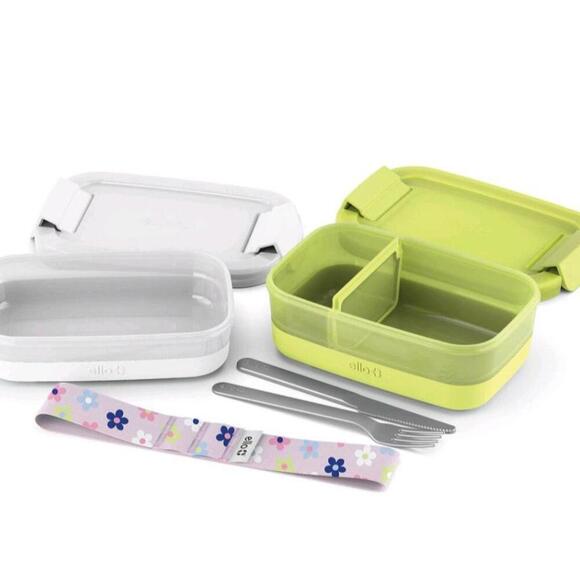 Ello 2pk Plastic Lunch Stack Food Storage Container | Yellow/White - Picture 6 of 7